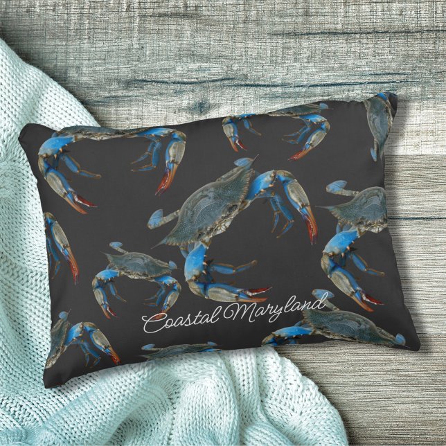 Blue Maryland Crabs Accent Throw Pillow (Something a little different to dress up your Beach House. A touch of Maryland can be personalized!)