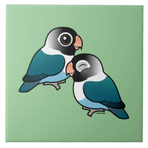 Blue Masked Lovebird Adorable Pair Ceramic Tile
