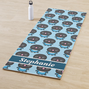 blue masked lovebird yoga mat