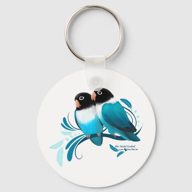 Blue Masked Lovebirds Key Ring (Front)