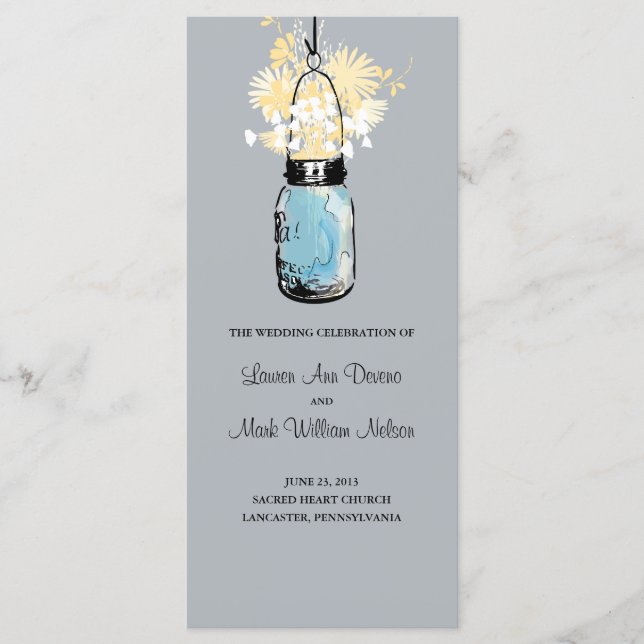 Blue Mason Jar and Wildflowers Program (Front)