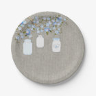 Blue Mason Jar Burlap Baby Shower