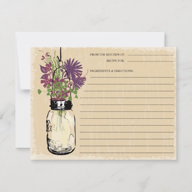 Blue Mason Jar Recipe Card (Front)