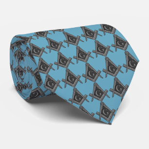 Blue Masonic Masonry Freemason Pattern Tie