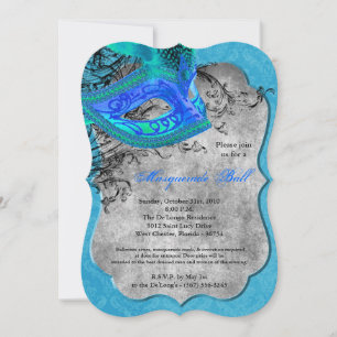 Blue Masquerade Ball Mask Costume Halloween Part Invitation