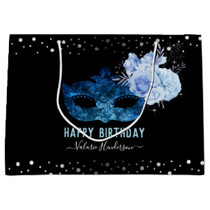 Blue Masquerade Birthday Party Large Gift Bag