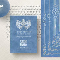 Blue Masquerade Mask Quinceanera QR RSVP