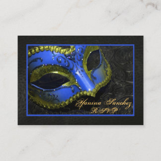 Blue Masquerade RSVP Business Cards