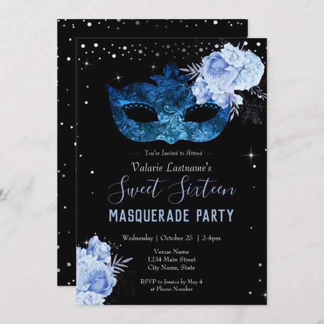 Blue Masquerade Sweet Sixteen (Front/Back)