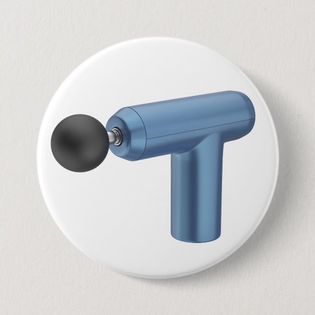 Blue massage gun 7.5 cm round badge (Front)