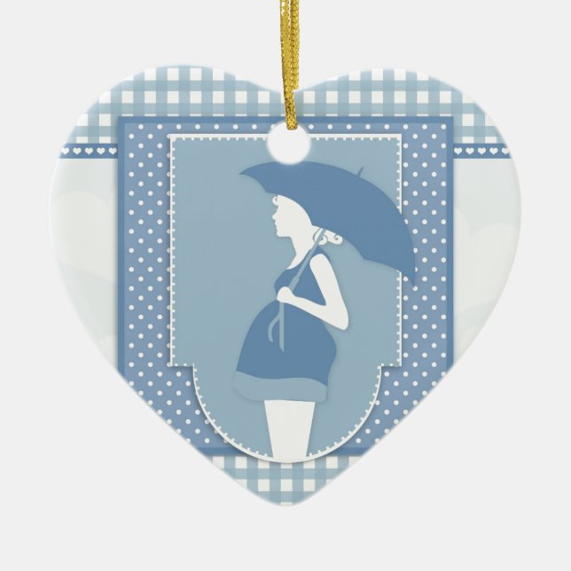 blue maternity ceramic tree decoration (Front)