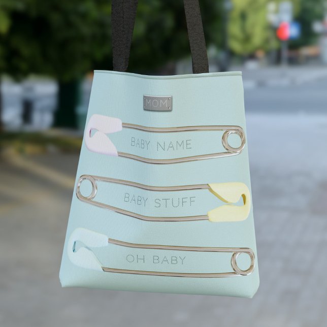 Blue Maternity Hospital Diaper Pin Tote Bag (Just add your initials and baby name to this cute diaper pin tote bag)