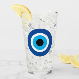 Blue Mati Evil Eye Greek Symbol Drink Glass