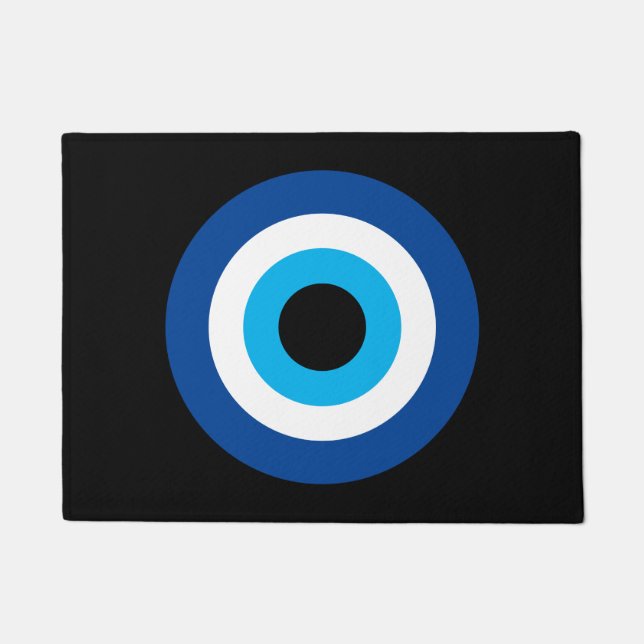 Blue Mati Evil Eye Nazar lucky charm doormat (Front)