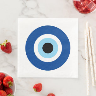 Blue Mati Evil Eye symbol dinner party napkins