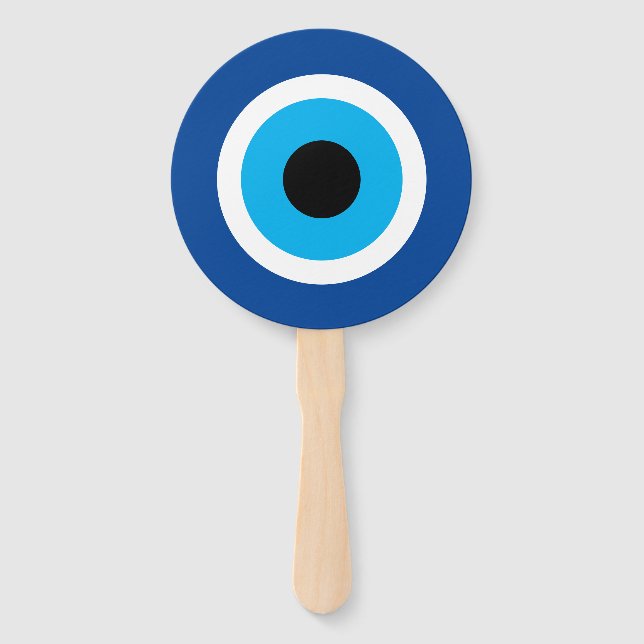 Blue Mati Evil Eye symbol wedding hand fans (Front)
