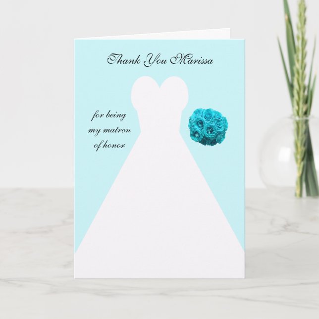 Blue Matron of Honour Thank You Card (Front)