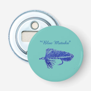 Blue Matuka streamer, fly fishing, fly tying, art Bottle Opener