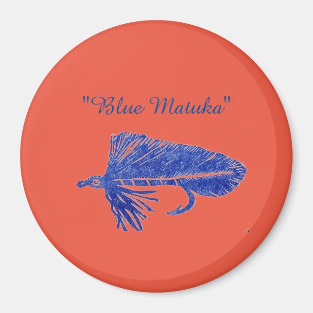 Blue Matuka streamer, fly fishing, fly tying art Magnet (Front)