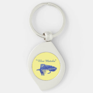 Blue Matuka streamer, fly tying, fly fishing art Key Ring