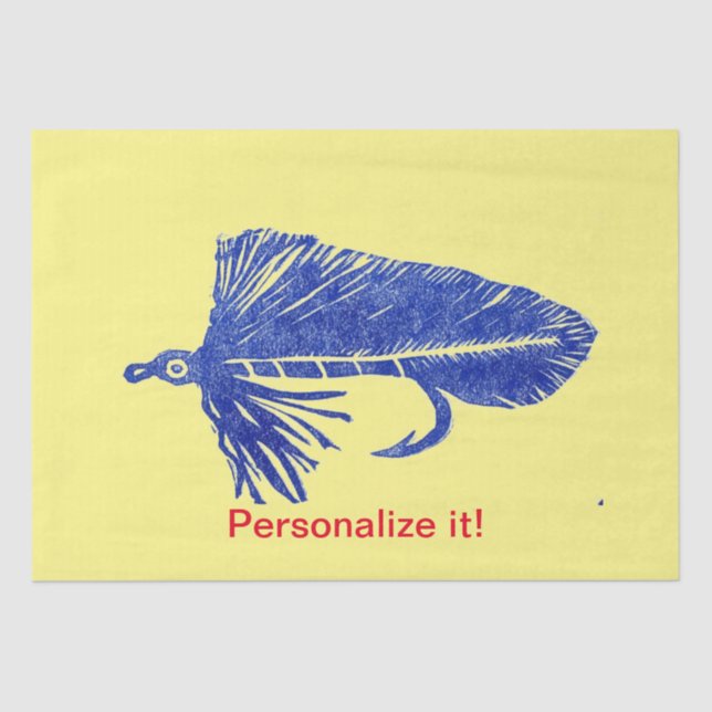 Blue Matuka streamer, fly tying, fly fishing art Tissue Paper (Front)