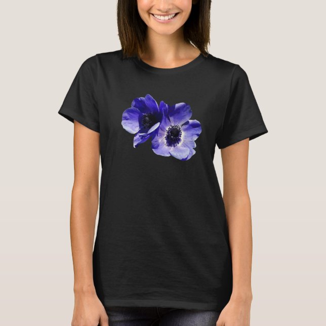 Blue Mauve Anemone Vector Cut Out T-Shirt (Front)