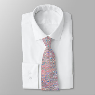 Blue Mauve Pink Vintage Style Scallop Tie