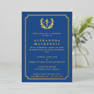 Blue MD Asclepius+Laurel Wreath Graduation