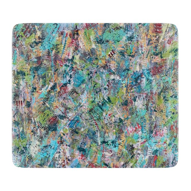 Blue Meadow 6 x 7 Deco Glass Cutting Board (Front)