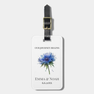 Blue Meadow Magic: Watercolor Cornflower Art Luggage Tag