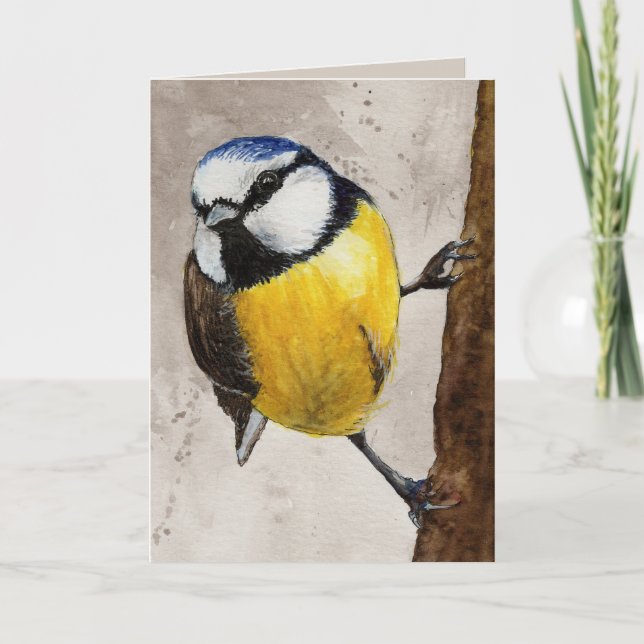 Blue meadow watercolor painting card (Front)