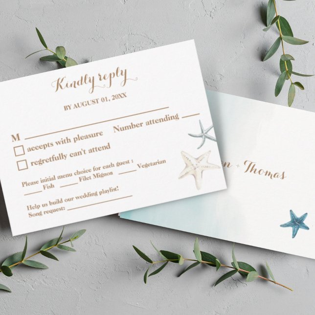 Blue Meal Choice Song Request Wedding Small RSVP Card (Creator Uploaded)