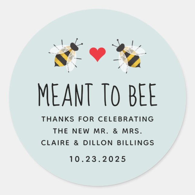 Blue Meant to Bee Honey Wedding Favour Tag (Front)