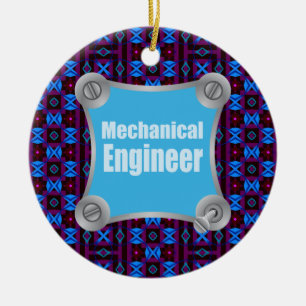 Blue Mechanical Engineer Ceramic Ornament