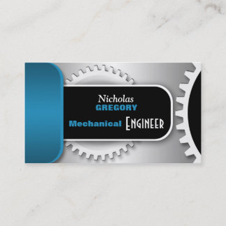 Blue Mechanical Engineer Gear Business Cards