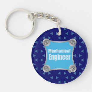 Blue Mechanical Engineer Key Ring