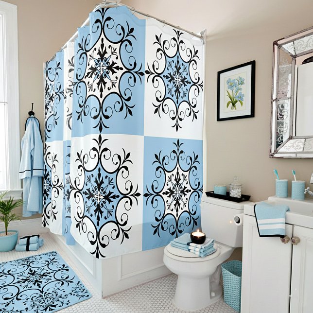 Blue medallion shower curtain (Creator Uploaded)