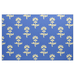 Blue Mediaeval Flowers Fabric