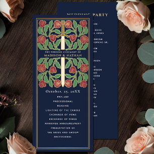 Blue Mediaeval Gold Floral Sword Royal Wedding Program