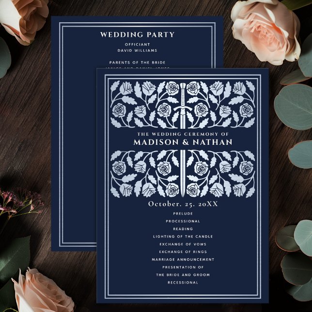 Blue Mediaeval Silver Sword Royal Wedding Program (Creator Uploaded)
