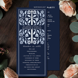 Blue Mediaeval Silver Sword Royal Wedding Program