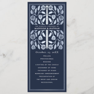 Blue Mediaeval Silver Sword Royal Wedding Program