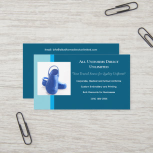 Blue Medical Clogs Uniform Business Card
