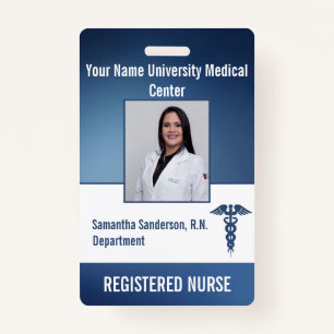 Blue Medical Employee ID Barcode, Name Badge ID Badge
