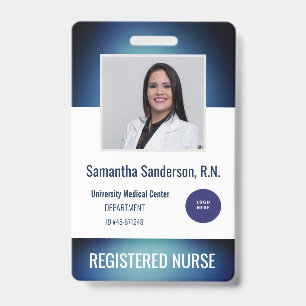 Blue Medical Employee ID Hospital Logo Barcode Badge