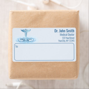 Blue Medical Hermes Rod Caduceus Water Ripples