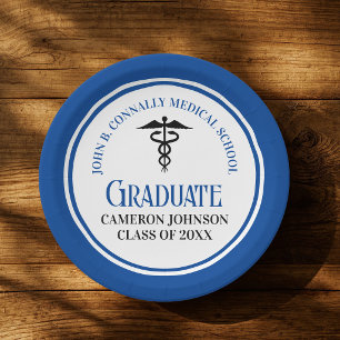 Blue Medical School Graduation Party Personalised Paper Plate