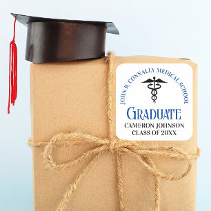 Blue Medical School Graduation Party Personalised Square Sticker