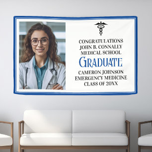 Blue Medical School Photo Graduation Party Banner