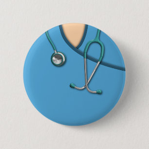 Blue Medical Scrubs 6 Cm Round Badge